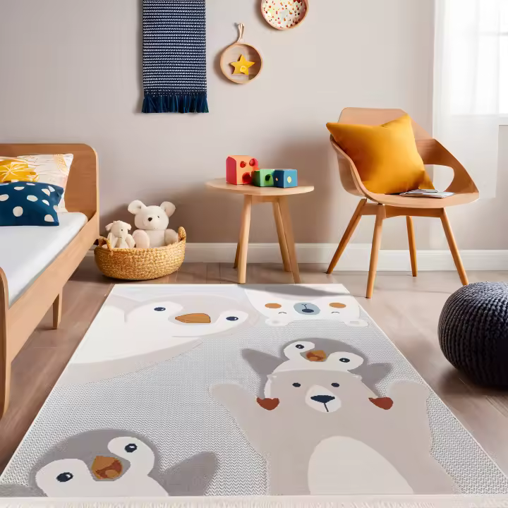 RUGURA - Alfombra Infantil Habitación Niña Niño con nubes, estrellas, arcoiris y animales, 100% poliéster y base de algodón, 8mm de grosor de pelo - Alegre y Mágica Decoración para la Habitación de los Niños. - 1