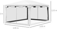 Carpa de Jardín 4x3 m Cenador Desmontable Exterior con 4 Mosquiteras Laterales 2 Puertas con Cremallera y 6 Orificios de Drenaje Impermeable Anti-UV para Terraza Patio Playa Blanco y Negro - details 2