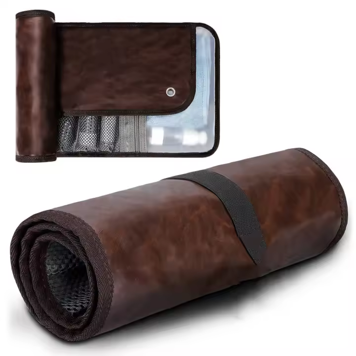 Bolsa de viaje para maquillaje para mujer, bolsa para cosméticos, bolsa colgante con forma de barril para niñas, bolsa de almacenamiento de nailon con cordón para artículos de tocador (rosa) - 1