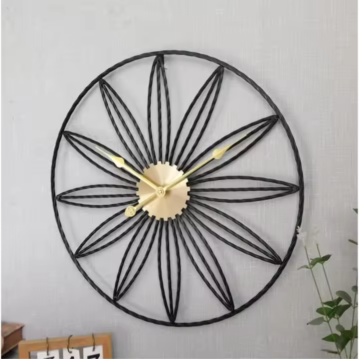 Reloj de pared Grande Vintage, 60 cm, Relojes de pared para Salón sin Tictac, Relojes de pared Grandes de metal, accesorios para el hogar, decoración Negro - 1