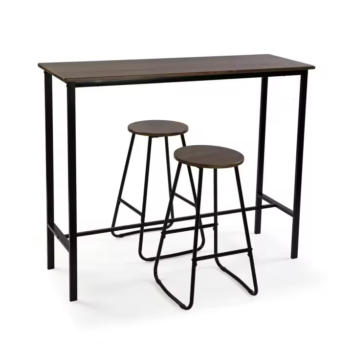 Conjunto de Mesa con 2 Sillas Versa Negro PVC Metal Madera MDF 40 x 120 x 100 cm - 1