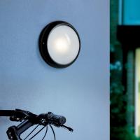 Simon Aplique Lámpara de aluminio circular para exteriores y jardines Plafón exterior Redondo Grande Negro Luminaria tipo Tortuga BD-9 50-64307 Max 100W 230V 50Hz E-27 IP-54 26cm diámetro 12cm alto - details 0