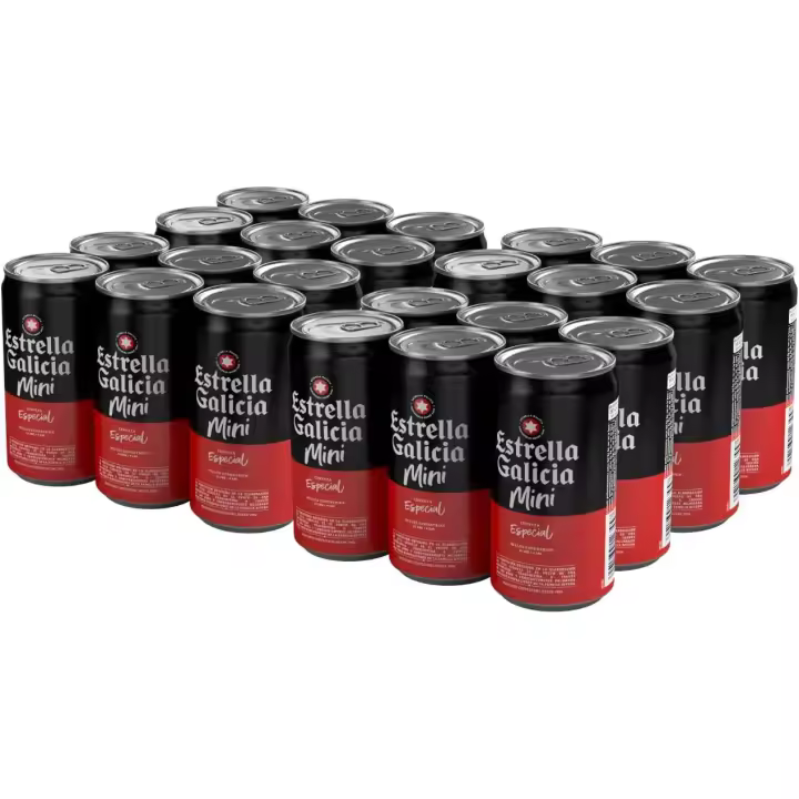 Estrella Galicia Especial Mini - Cerveza Lager Premium, Pack de 24 Latas x 25 cl, Sabor Ligero y Equilibrado, 5,5% Volumen de Alcohol - 1