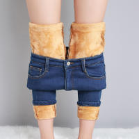 Nuevas Jeans Térmicas Para Mujer Invierno Con Forro De Plush Cálidos Y Elásticos Skinny Denim Gruesos Para Estudiantes Trousers De Madre Con Fur - details 6