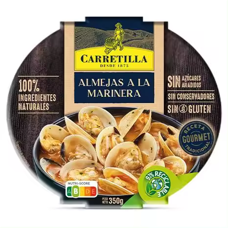 CARRETILLA Almejas a la Marinera 7 Unidades 350 GR Sin Gluten 100% Ingredientes Naturales Sin Conservadores Sin Azúcares Añadidos - 1