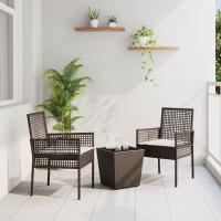 Conjunto de Bistro de Jardín de 3 Piezas vidaXL con Cojines Marrón de Poliratán - details 0