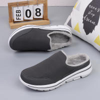 Zapatillas Casuales De Algodón Para Hombre Invierno Cómodas Y Cálidas Zapatillas De Casa Con Piel Media Botas De Nieve Suela EVA Zapatos Planos Suaves Talla Verdadera Para Adultos - details 17