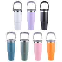 Taza De Viaje Aislada De Acero Inoxidable De 30oz Con Mango Y Capucha Para Bebidas Frías Y Calientes 901ml-1L Portátil Para Coche - details 0