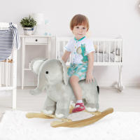 AIYAPLAY Caballo Balancín para Niños de 2-4 Años Caballo de Juguete en Forma de Elefante con Sonido Asas y Base de Madera Carga 40 kg 64,5x31x52 cm Gris - details 1