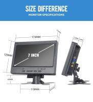 Monitor De Coche BINWEI 7 Pulgadas Con VGA Para TV Computadora Pantalla Color LCD Para Sistema De Seguridad Doméstico Y Cámara De Retrovisores - details 2