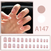 24pcs/set Uñas Postizas Cuadradas Cortas En Blanco Estilo Francés Accesorios De Uñas Falsas En Resina Para Manicura Rápidas - details 5