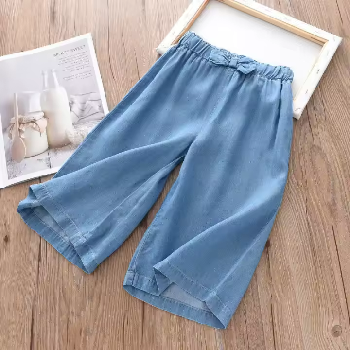 Nuevos Pantalones Anchos Para Niñas Moda Verano Casual Chiffon Ajustados Ropa Para Adolescentes Talla True Fit Cierre Elástico - 1