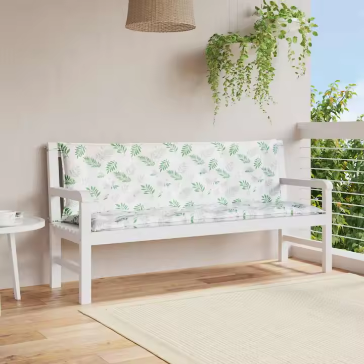 Banco de zapatos Jardín 2 UDS lienzo estampado de Hojas 150x50x7 cm - 1