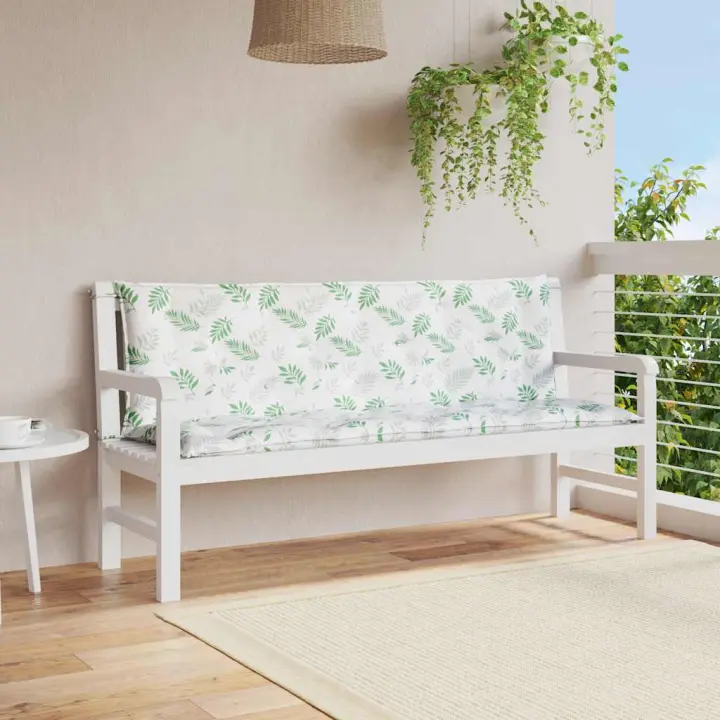 Banco de zapatos Jardín 2 UDS lienzo estampado de Hojas 150x50x7 cm - 1