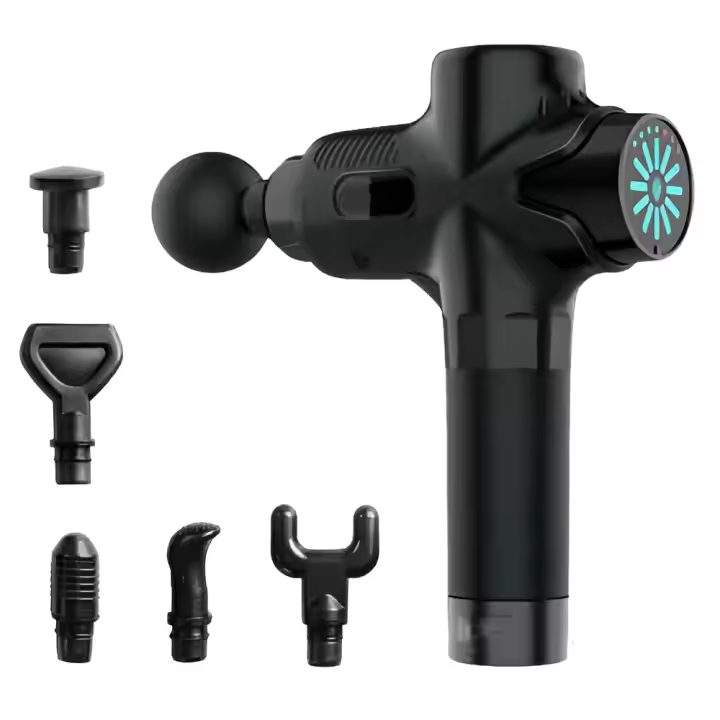 OZIO FITNESS Pistola Masaje con 6 Cabezales y 30 Velocidades Ajustables Profesional Negro Fitness Musculación Recuperación - 1