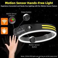 2PCS Lámpara Frontal LED Recargable 230° COB Brillante Para Cabeza Y Casco Rígido Para Adultos Luz De Bandeja USB C - details 4