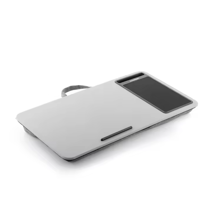 InnovaGoods Portable Desk with XL Cushion for Laptop, ergonomic multifunctional table made of durable MDF and polyester, features a stable rigid top, non-slip base, and perfect as a laptop tray for versatile home use, ideal for bed, sofa, or chair. - 1