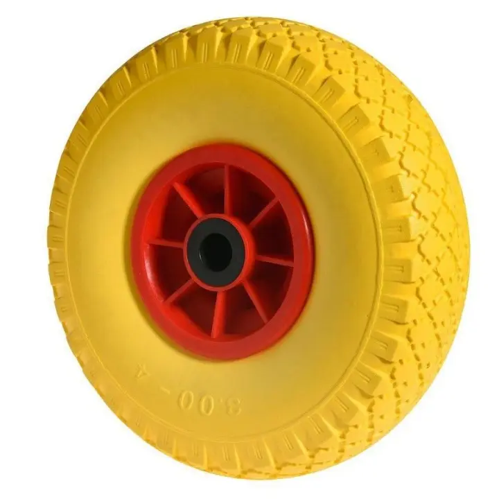 Wolfpack Rueda Carretilla Sacos Maciza Llanta Plástico 20 Mm - Color Rojo y Amarillo - 1