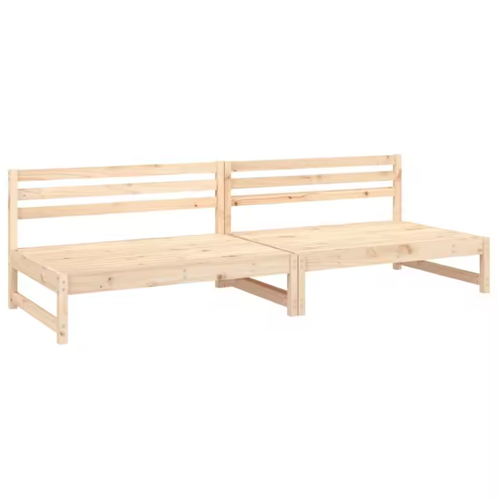 vidaXL Sofás centrales jardín 2 uds madera pino 120x80 cm Pino natural, Pino blanco, Pino gris Conjunto Terraza Muebles Jardín Exterior Juego de Muebles de jardín Mueble Jardín Exterior Muebles de Salon Exterior - 1