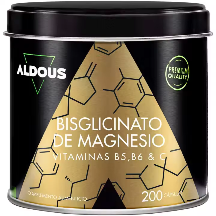Bisglicinato de Magnesio con Vitamina C, B5 y B6 Aldous  200 cápsulas - 1