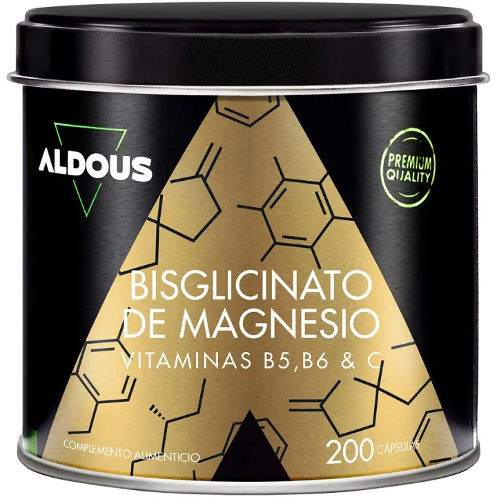 Bisglicinato de Magnesio con Vitamina C, B5 y B6 Aldous  200 cápsulas - 1