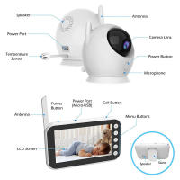 Monitor De Bebé Con Cámara Y Audio Bidireccional 4.3 Pulgadas Batería De 2000mAh Visión Nocturna Automática Seguridad Infantil - details 12