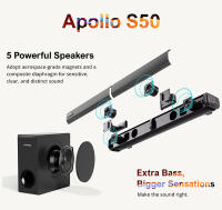 Barra de Sonido ULTIMEA Apollo S50 4.1ch 200W Soundbar para TV con Subwoofer, 2 en 1 Barra de Sonido Desmontable para TV, BASSMAX, Bluetooth 5.3 Barra de Sonido, 3 Modos de Ecualización TV Altavoces, Graves Barras de Sonido - details 2