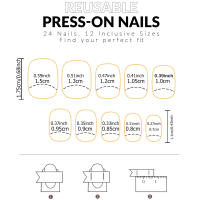 ARTAUG 24pcs Uñas Postizas De Seda Rosa Brillante Estilo Elegante Medio Cuadrado Para Mujeres Elegantes Uñas Postizas Cubiertas Por Encima - details 37