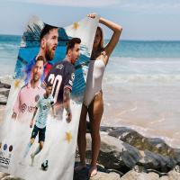 Toalla De Playa Absorbente Y Suave De Microfibra Con Diseño De Fútbol Y Messi Toalla De Baño Para Yoga Natación Running Montañismo 30x60 Cm - details 1