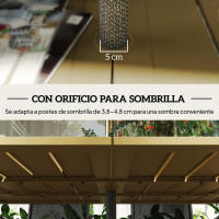 Outsunny Mesa de Jardín Rectangular Mesa de Terraza Exterior 150x90x73 cm con Patas de Acero Orificio para Sombrilla y Diseño de Listones Carga 70 kg para Terraza Patio Marrón - details 4