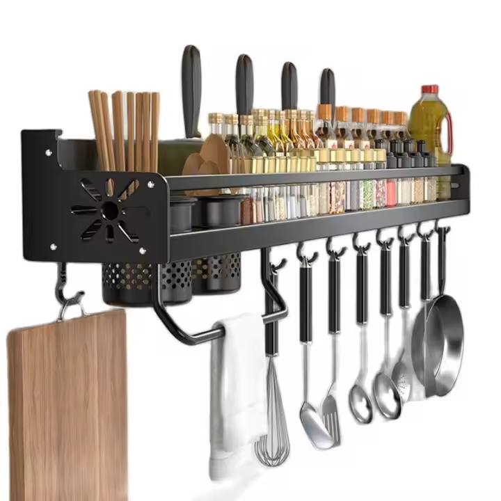 Organizador De Cocina Estante De Pared Almacenamiento De Especias Rack Para Cuchillos Soporte Para Palillos Cuchara Y Cuchillo Material Metálico - 1