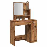 vidaXL Tocador con espejo 86,5x35x136 cm en color Blanco/Roble Sonoma/Marrón roble y más | decorativo de pared para baño dormitorio recibidor moderno - details 3