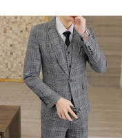 Traje De Negocios Para Hombre Slim Fit Conjunto Tres Piezas Con Chaleco Y Pantalones Elegante Vestimenta Profesional Para Bodas - details 2