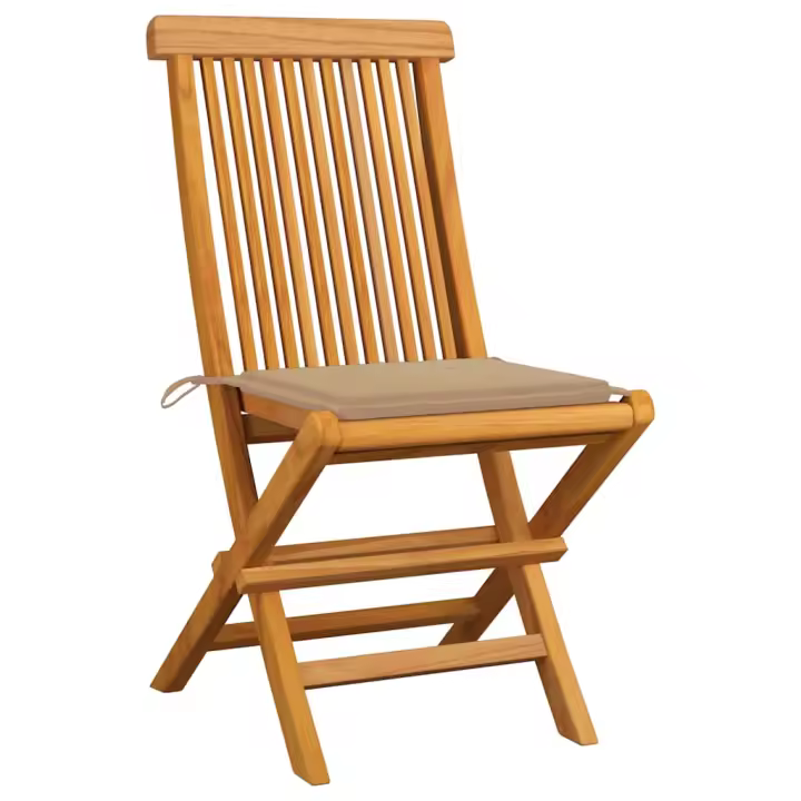 Sillas de Jardín 4 UDS con beige Codos Madera de Teca - 1