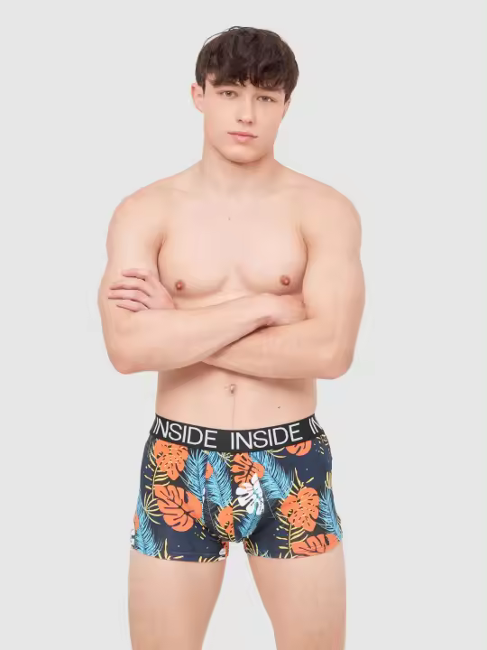 Pack 4 calzoncillos modelo boxer en varios estampados tropicales con logotipo en la cinturilla elástica INSIDE - 1