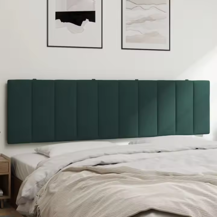 Cabecero de cama acolchado terciopelo verde oscuro 180 cm - 1