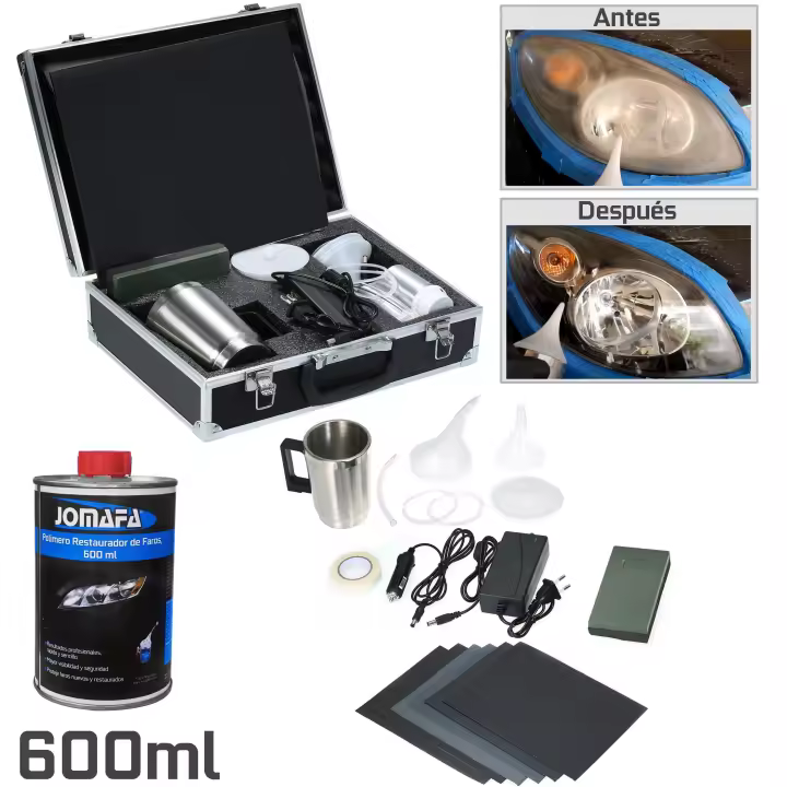 JOMAFA Kit de restauracion de faros de coche por polimero liquido, botella de 600ml (800gr) incluida - 11056 - 1