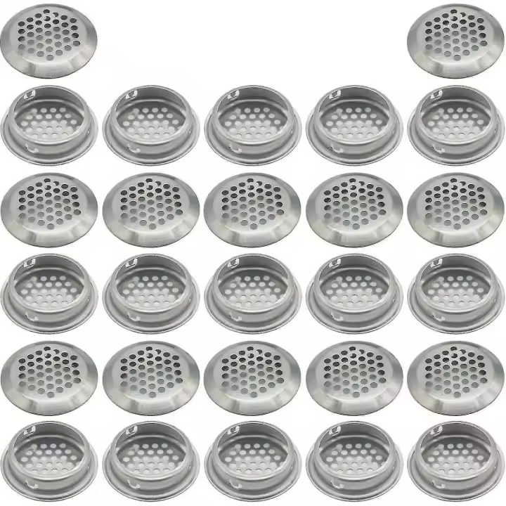 27 piezas 35mm Parrilla de ventacón de Mero inoxable de Malla Redonda respiración | para muebles de Cocina Boca de ventilatón de Maple inoxable | para Armaro Cupboa - 1