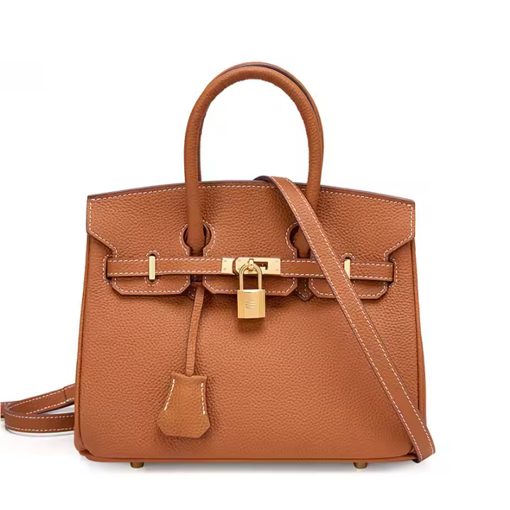 Bolso de hombro de cuero para Mujer, Bolso Kelly, Lychee Platinum, versáthil, para Niños Gift, accesorios para la moda - 1