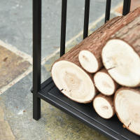 Outsunny Estante de Leña para Chimenea con Asas Leñero Interior y Exterior Almacenaje para Madera Soporte para Leña Tradicional Diseño Elevado 44,5x33x46,5 cm Negro - details 3