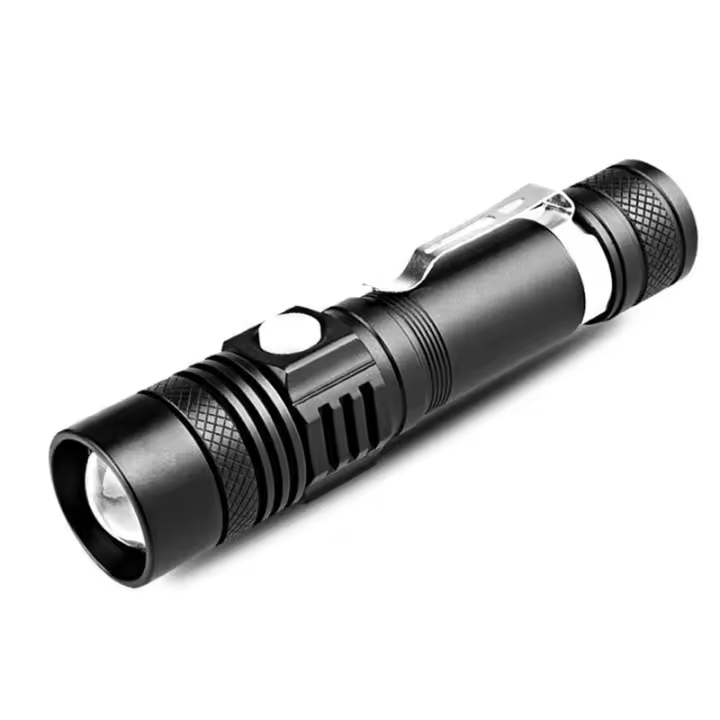 Linterna LED recargable USB, 3 modos de luz, linterna con zoom para el hogar, camping, senderismo, emergencia - 1