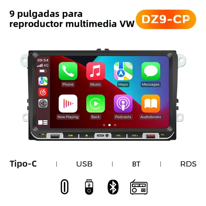 NaviFly MP5 Sin Cables 9 Pulgadas Car Play Radio De Coche Multimedia Para VW Golf 5 6 Polo Passat B6 B7 CC Skoda Con USB BT - 1