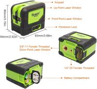 Huepar 9300G Nivel De Láser Verde Con Puntos De Plomo Para Soldadura Y Posicionamiento De Referencia Tamaño 15x13x11 Cm Precisión Mm a 10m Clase De Láser 2 IEC/EN60825-1/2014 Poder <1mW Fuente De Alimentación 2 * AA (LR6) Distancia De Trabajo 60m (100 ... - details 1