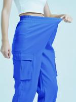Women's Casual Workwear Sweatpants High-Waisted Loose Fit Solid Color with Belt And Pockets mid Waist Ankle-Length Polyester - details 20