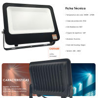 Foco Exterior LED Negro Slim, Osram chip, Reflector IP65, Proyector Led Ultrafino, Floodlight Lighting, Focos para jardín, terraza, garaje y patio, Luz Natural 4000K - details 1