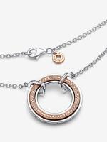 Pandora - Collar Pandora Signature with logo bicolor y pavé - Plata de Lei, Baño de Oro Rosa de 14 K - details 1