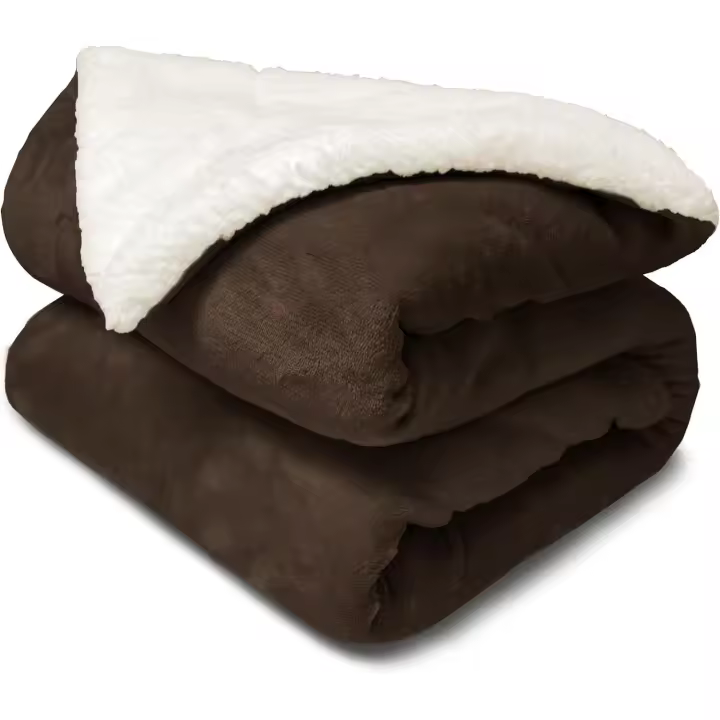 Manta Borrego 130x160cm/160x220cm/220x240cm, Manta Sofa Reversible de Franela y Sherpa, Manta Cama Gruesa, Manta Borreguito, Sobrecama, Manta Caliente, Suave, Transpirable para Invierno - 1