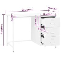 vidaXL Escritorio industrial con cajones acero blanco 105x52x75 cm - details 6