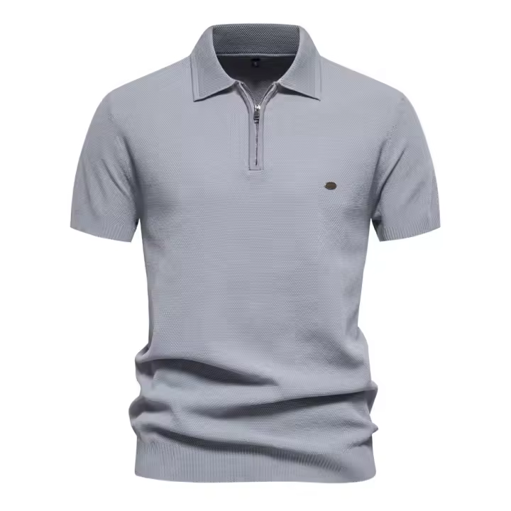 POLO de punto con solapa para hombre, versátil, Color sólido Simple, manga corta, talla europea, novedad de verano 2024 - 1