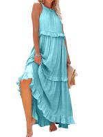 Vestido De Verano Para Mujer Con Camisola Y Falda Larga Estilo Europeo Y Americano Sin Mangas Cuello Redondo Polyester Spandex - details 7
